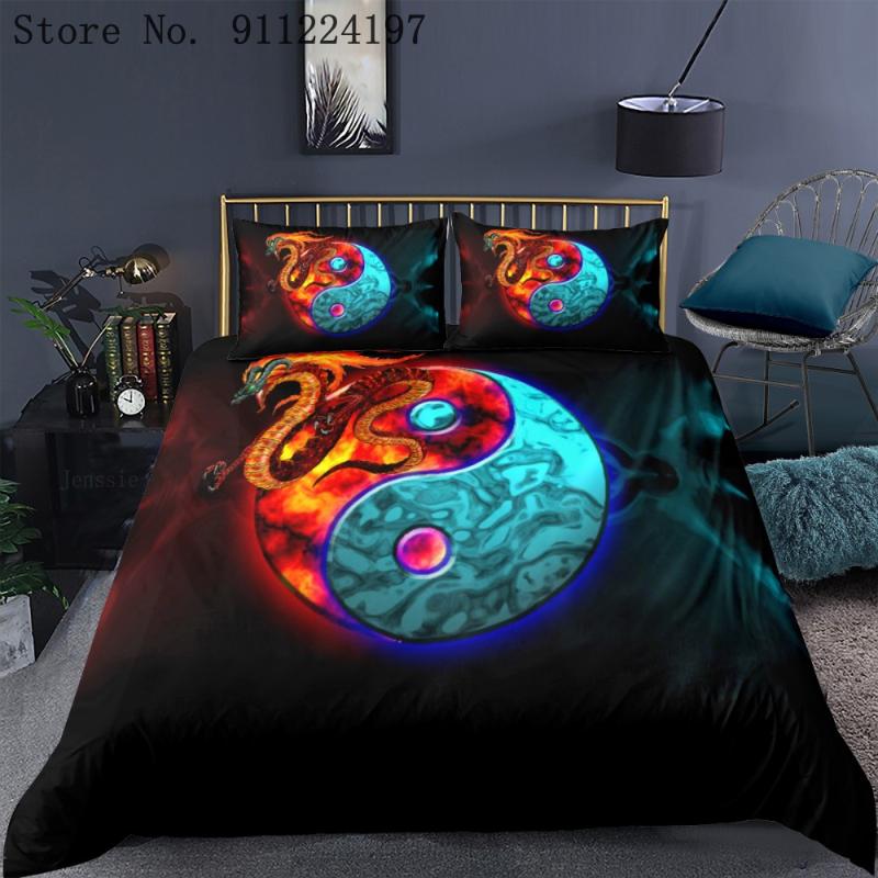 

Yin-Yang Duvet Cover High Quality Bedspread Queen King Size Bed Sheet Comforter Set 229*229CM Size 2/3Pcs For Home Textiles, Black