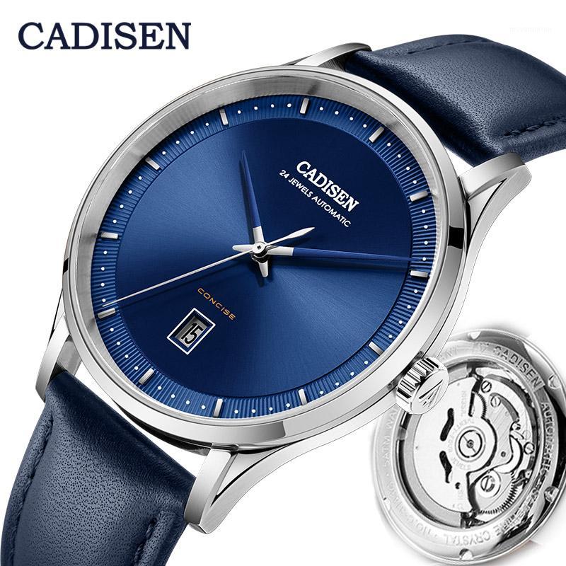 

CADISEN Fashion Automatic Watch Men Luxury Sports Blue Wristwatch Mechanical Japan NH35A Movement Men Waterproof Leather Watch1