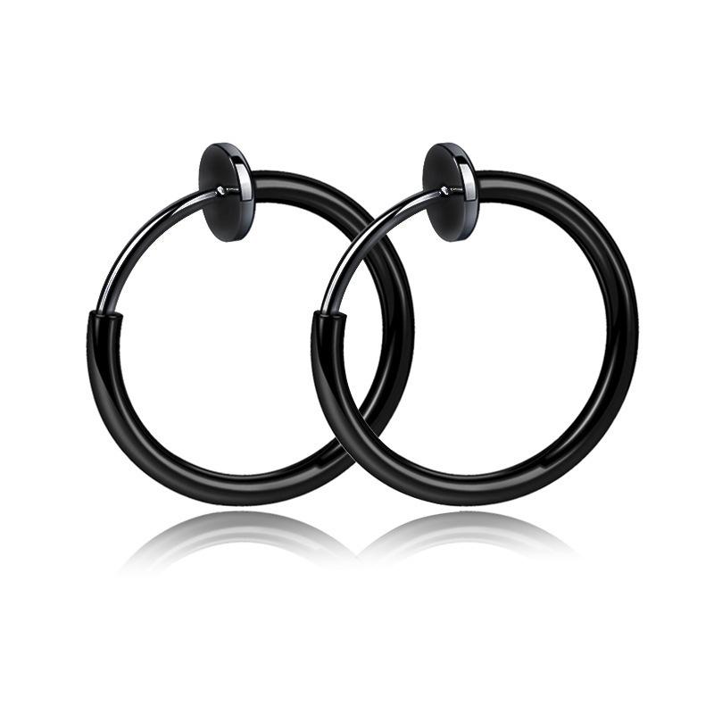 

1Pair No Hole Clip Earrings Stainless Steel Round Black Color Punk Men Ear Rings Clip Circle Jewelry Earring for Women 2020