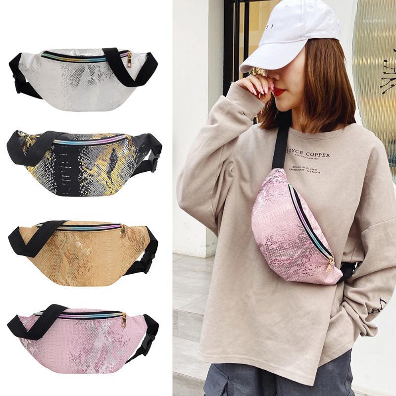 

Women Belt Bag Double Zipper Purse Leather Crossbody Fashion Sequins Chest Purse Waist Bag Chest Phone Pouch1, Black
