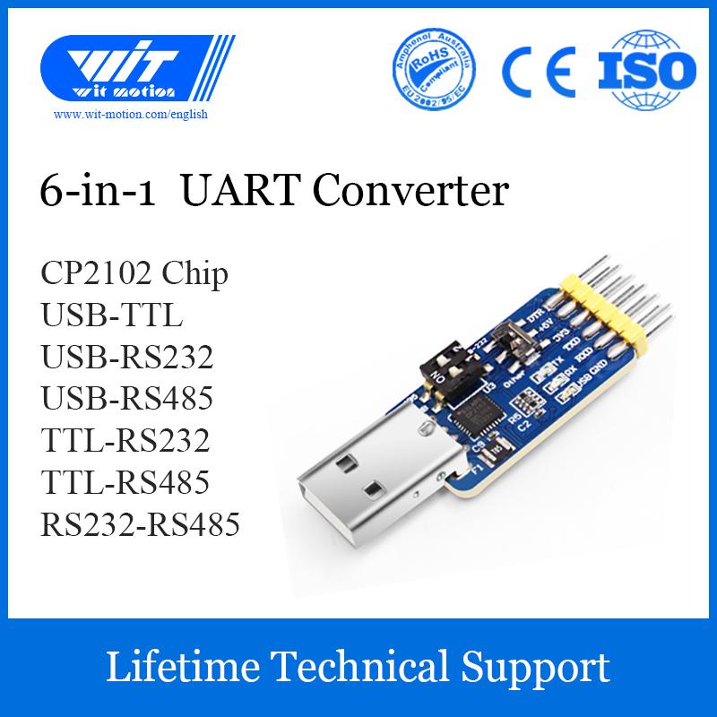 

WitMotion USB-UART 6-In-1 Converter, Multifunctional USB-TTL/RS485/232,L-RS232/485,232-485)Serial Adapter, CH340/ CP2102 Chip