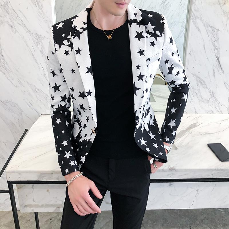 

Slim Fit Casual Double Breasted Blazer Men Embroidered Mens Blazer Jacket Wedding Suit Veste Costume Homme Men Jacket BA60XF, White