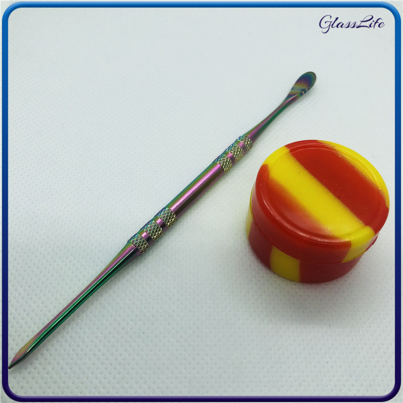 

Glass Water Pipes Bong Tool Set 4.9Inch Titanium Nail Dabber Silicone Jar For Wax Oil Burner Pipes Smoking Accessory Free Shipping