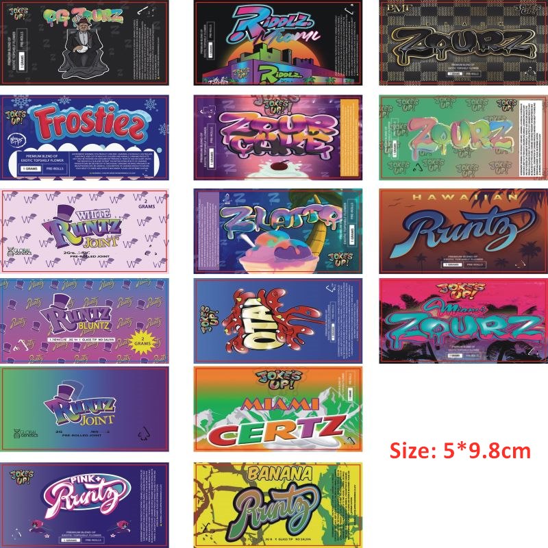 

Stickers for PreRoll White bag Runtz Frotiez Zourz Zlatto OTAI Miami Alienlabs Pre Roll Packaging