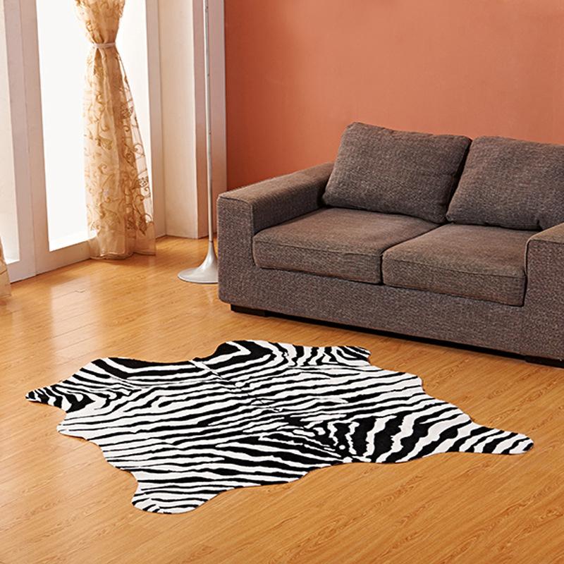 

Imitation Animal Skin Carpet 140*160cm Non-slip Cow Zebra Striped Area Rugs and Carpets For Home Living Room Bedroom Floor Mat, Long plush zebra