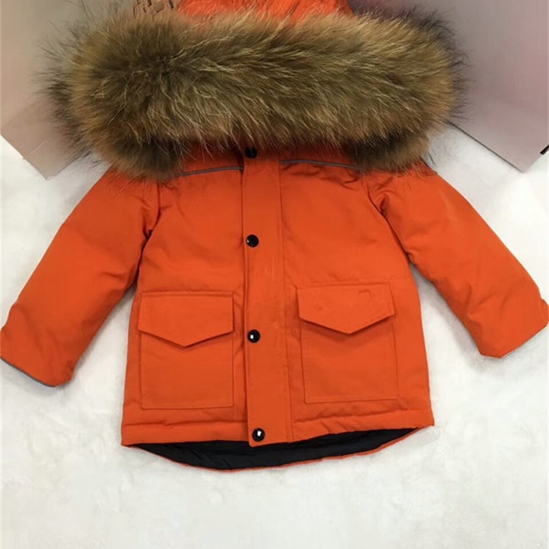 

Winter jacket child duck down jackets high-end down jacket for boys and girls leisure solid color 85 - 145 cm LJ201017, Orange