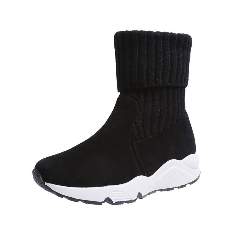 

Women's autumn and winter knitted snow boots and long short boots can be worn in fashion fashion, Black
