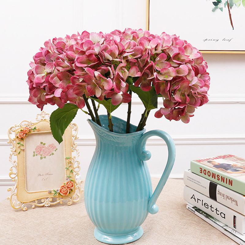

Colorful Silk flower Wedding Decoration Artificial flowers Spring vivid Big Hydrangea wedding Home Party flowers decoration1, Green