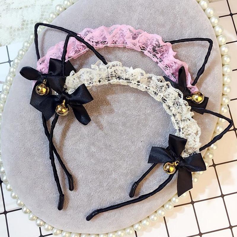 

New Bowknot Bell Cat Lace Ear Headband Hair Band Women Girls Headwear Hair Accessory Halloween Party Favor Gift Wedding1