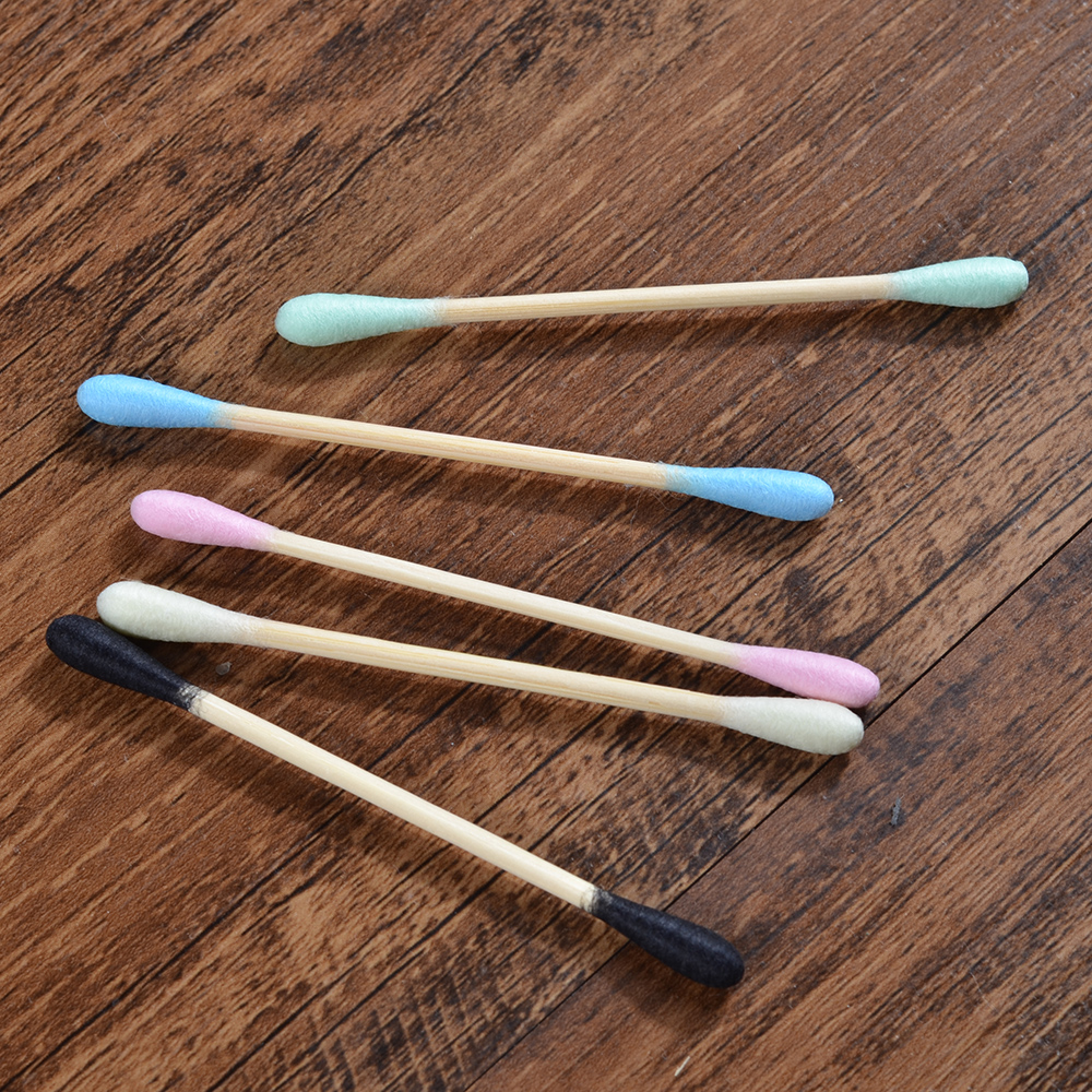 

1000Pcs color mix Bamboo Cotton Double Head Adults Makeup Cotton Swab Microbrush Wood Sticks Nose Ears Cleaning Health Tools