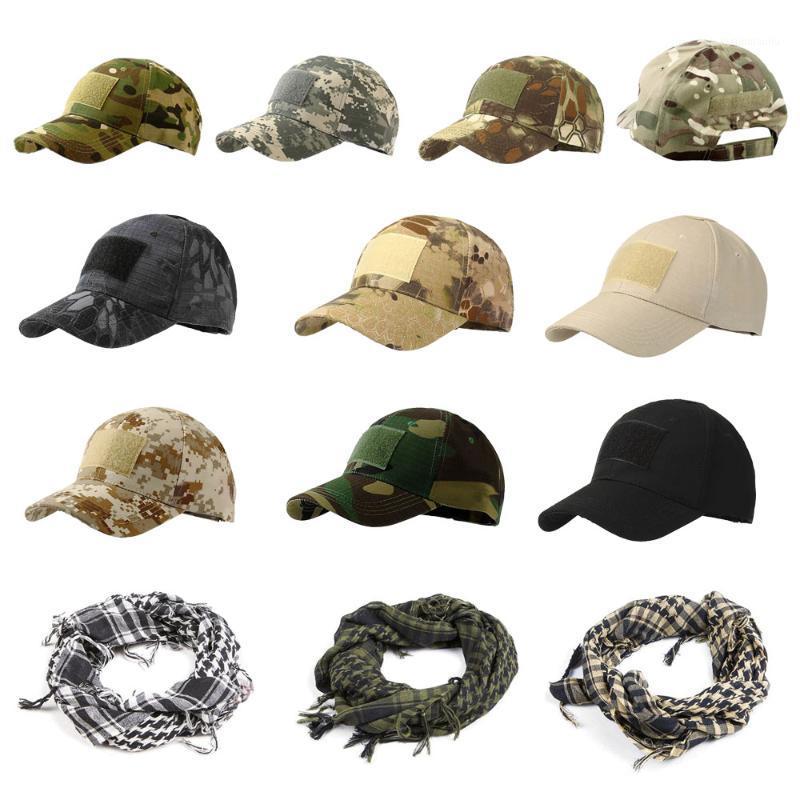 

1PC Outdoor Sport Tactical Cap Camouflage Hat Simplicity Tactical Army Hat Camo Hunting Cap Snapback Caps For Men Adult1, Army green scarf