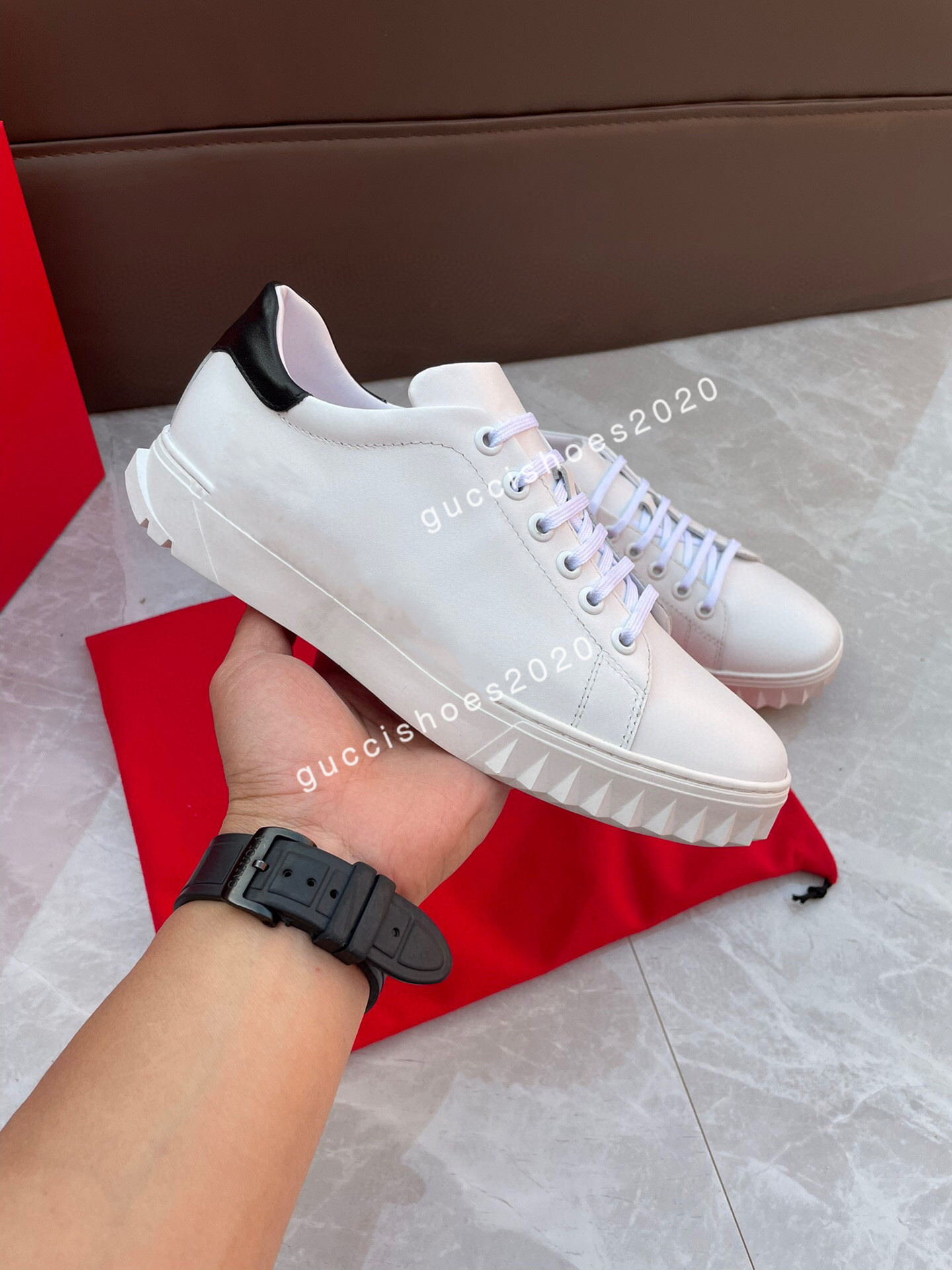 

2022 Fashion Casual Shoes White Calfskin and Rubber Designer man Lace up Adhesive Convenient buckle Tongue Sneaker, 03