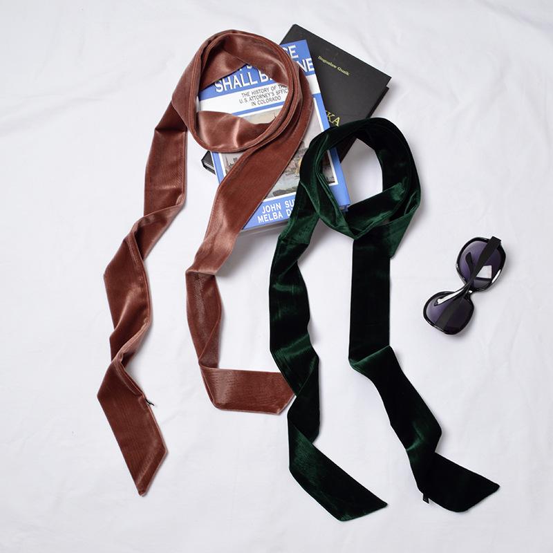 

Scarves 2021 Velvet Long Women Scarf For Winter Casual Multifunction Solid Color Neck Black Green Red Ribbon Tie Shawl, Blue;gray
