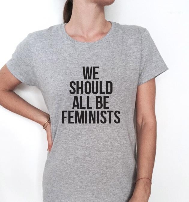 

Wholesale- we should all be feminists Letters Print Women tshirt Cotton Casual Funny t shirt For Lady Top Tee Hipster Drop Ship Z-5881, Gray