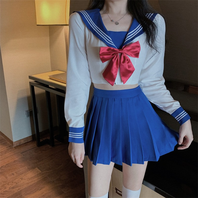 

2021 2 Joint Parts Kawaii Preppy Crop Mini Plied Female Suits Fall New Pupils Arches Tops Skirt Suit 9ZKV, Pink