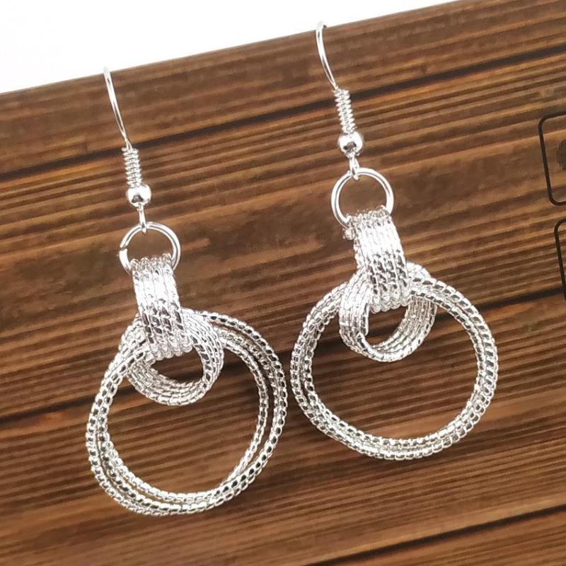 

Fashion s925 silver explosion earrings creative multi-ring car flower circle exaggerated earrings Valentine jewelry gift