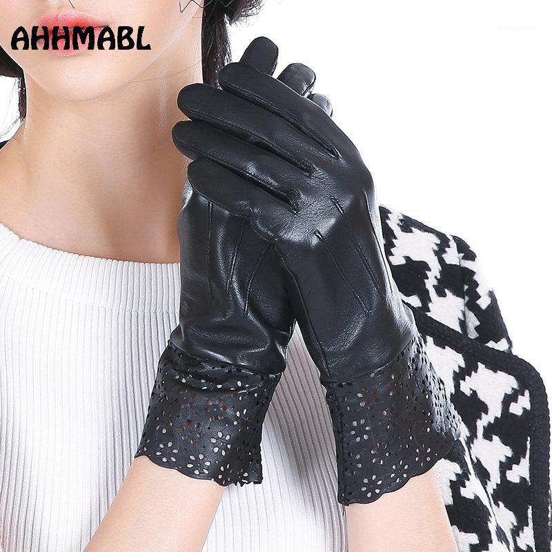 

High Quality Elegant Lace Women Leather Gloves Genuine Lambskin Leather Spring Winter Thermal Hot Trendy Female Glove G5701