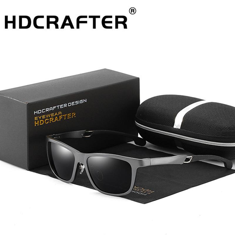 

Sunglasses HDCRAFTER Men Vintage Aluminum Square Polarized Classic Brand Sun Glasses Coating Lens Driving Shades For Men/Wome