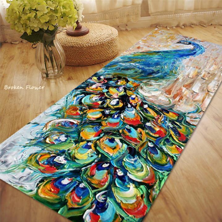 

Peacock Carpet kitchen Slip-resistant Carpet Thick Floor Yoga Mat Bedroom Rug And Carpets For Kid Room and Living Room, Blue