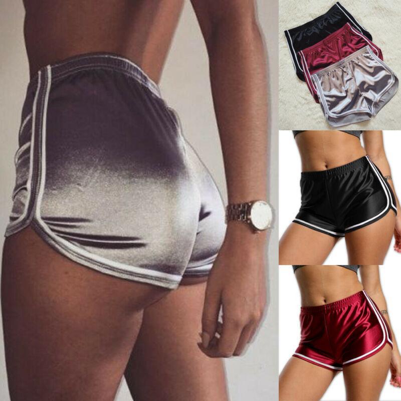 

Women Running Shorts Yoga Gym Jogging Sports Shorts Fashion Side Stripe Hot Lady Sportswear Gym Elastic Waist1, Black