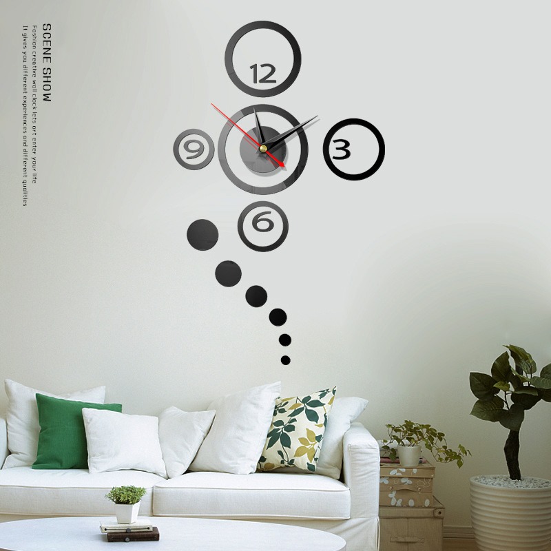 

Hot Wall Clock Quartz 3D DIY Big Decorative Kitchen Clocks Acrylic Mirror Stickers Oversize Wall Clock Home Letter Home Decor