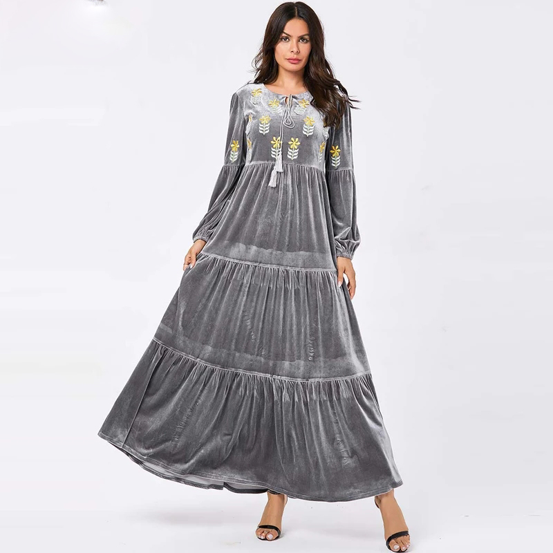 

Kaftan Abaya Dubai Hijab Muslim Dress Jilbab Turkish Islamic Clothing Abayas For Women Ropa Islam Caftan Vetement Femme Musulman, Black;gray