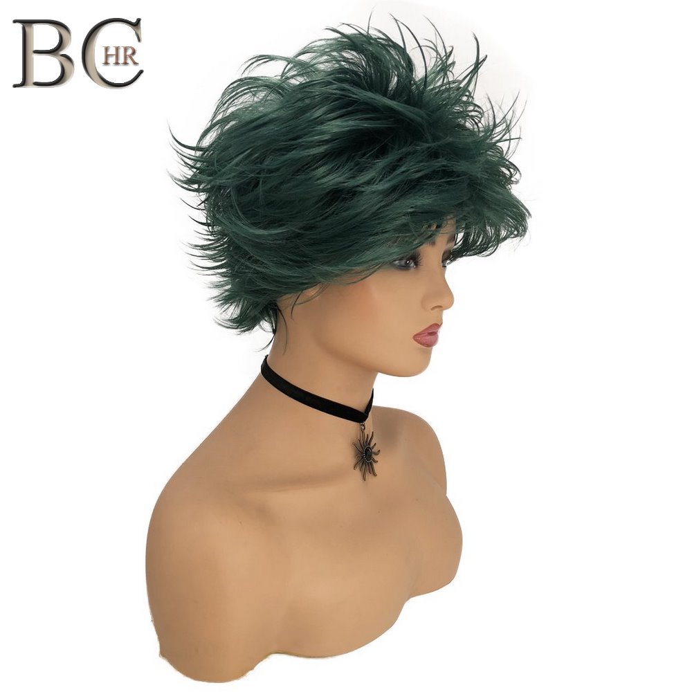 

Shanghair Short Anime Cosplay Wigs Dark Green Synthetic Wig for My Boku no Hero Academia Midoriya Izuku Costume Wig
