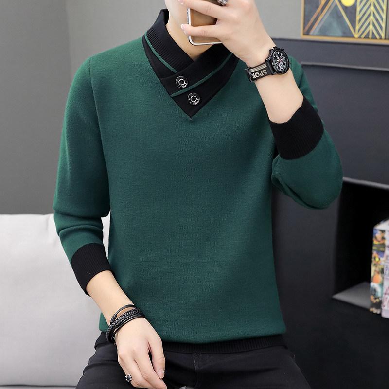 

Men's autumn/winter new V-neck pullover men's casual pullover clothing full sleeve sweater, Khaki