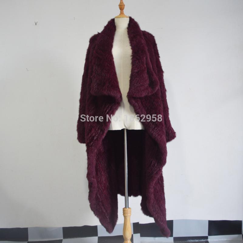 

SJ459-03 2020 New Fashion 1*1 Knit 105CM Length Dark Wine Fur Jacket, White