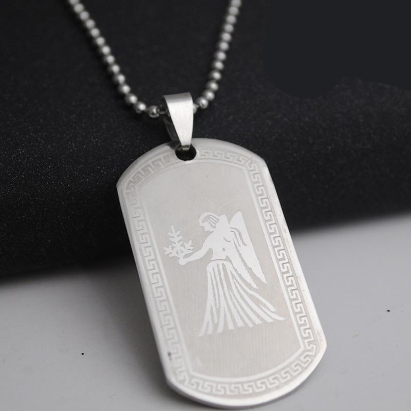 

Zodiac sign 12 necklace men constellation pendants stainless steel male neckalce accessories simple men's necklace chains Square