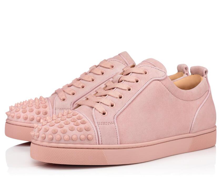 

Perfect Gift Low top Junior Spikes Red Bottom Sneakers Rivets Casual Dress Party Wedding High Quality Outdoor Studs Wedding Party Walking Sh, Black