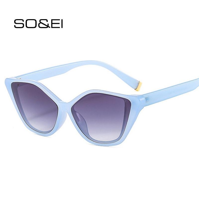 

Sunglasses SO&EI Fashion Small Cat Eyes Women Vintage Gradient Ocean Lens Eyewear Men Shades UV400 Trending Retro Sun Glasses