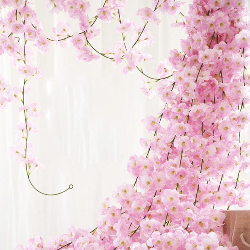 

1pc Silk Sakura Blossom Vine Lvy Wedding Arch Decoration Hanging Layout Garland Wall Party Home Wreath Rattan Slingers D4Q41