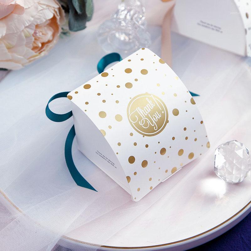 

New Arrivals Round Dots Gold Foil Paper Candy Boxes Cupcake box Baby Shower gift box Birthday Wedding Party Favor 10Pcs1