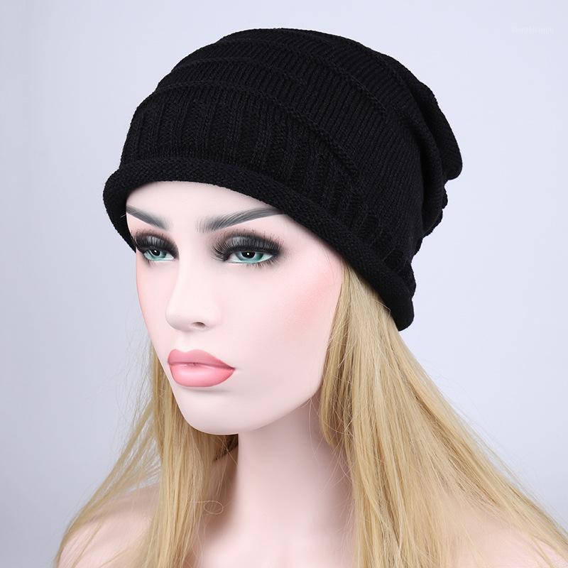 

New Hat Long Size Knitted Cap High Quality Fashion Casual Men Women Beanie Hats Winter Warm Loose Wool Hat Pleated Cuffed Hats1