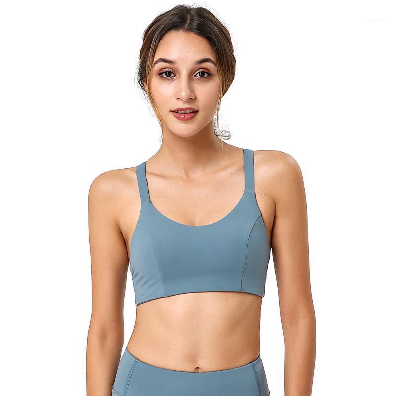 

LUKITAS Sexy Female Workout Bra Push Up Cross Back Nylon Solid Running Femme Yoga Bra Top Fitness Underwear Sports Pad XL1, Green