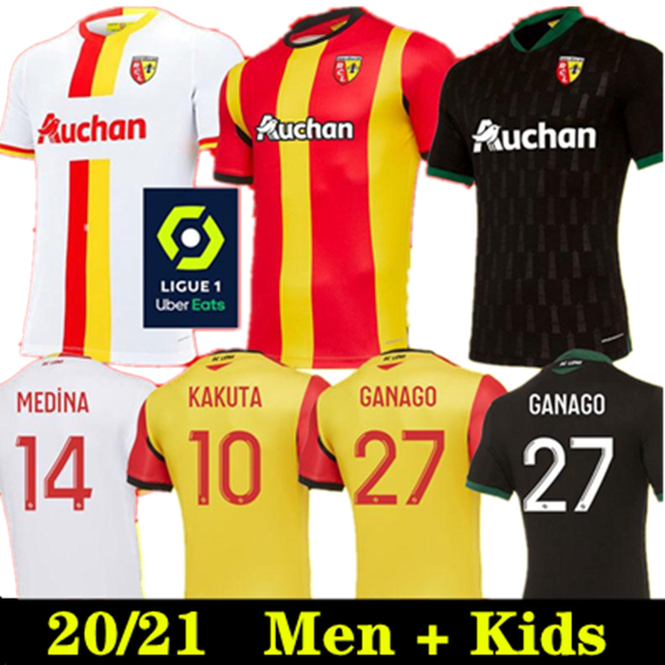 

21 RC Lens soccer jerseys maillot de foot FOFANA GANAGO Kakuta Gradit Fortes Perez 2020 2021 home away third MEN KIDS kit football Shirt, Color 6