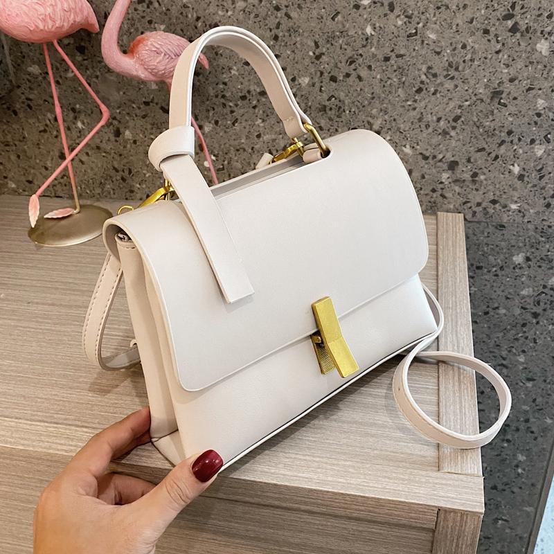 

Elegant Female Flap Tote bag 2021 Fashion New High-quality PU Leather Women's Designer Handbag Lock Shoulder Messenger Bag, Black