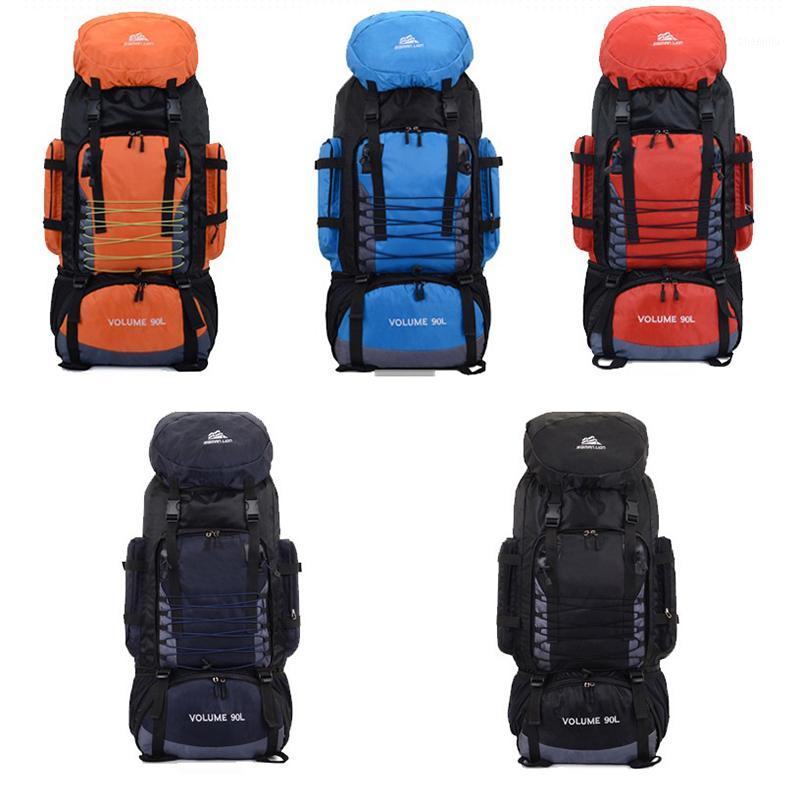 

Travel Outdoor Backpack Waterproof Mountaineering Army Climbing Hiking Backpack Rucksack Large Capacity Camping Bag 90L1, Red color