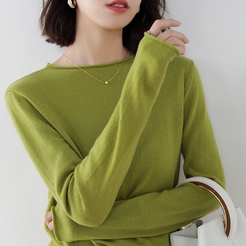 

2021 New 100% Wool Knitted Jumpers Female 8colors Winter Warm O-neck Long Sleeve Rolled Collar Sweater Pullovers Best Quality Sweaters Pe46, Black
