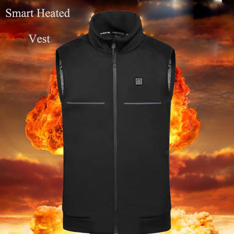 

Electric USB Heating Cotton Jacket Smart Heating Adjustable Temperature Warm Heated Vest Safety Winter New Men's Stand Collar, Style 1