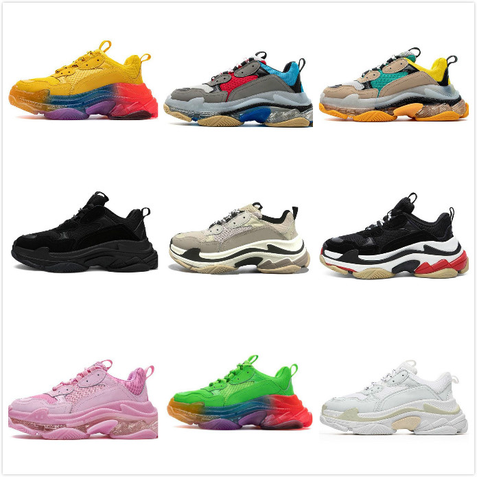 

2021 triple s men women shoes vintage sneakers black white bred beige pink grey mens fashion trainers casual jogging walking size 36-45, 2020