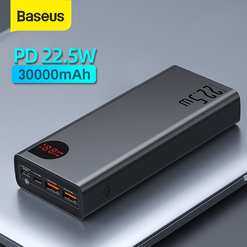 

Baseus Power Bank 30000mAh with 20W PD Fast Charging Powerbank Portable External Battery Charger For iPhone 12 Pro Xiaomi Huawei