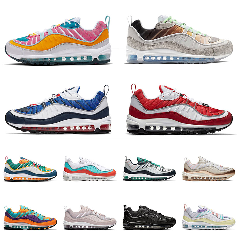 

Free Run Cushions 98 98s Mens Women Running Shoes Easter Pink La Mezcla Gym Red Gundam Black Off Noir Trainers Sports Sneakers 36-45, White;red