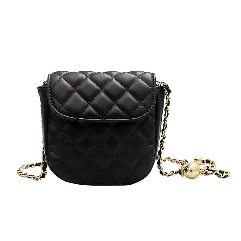 

Personalized Mini Bag Woman Handbags 2021 Popular New Microfiber Synthetic Leather Fashion Simplicity Messenger Bag Chain, Black