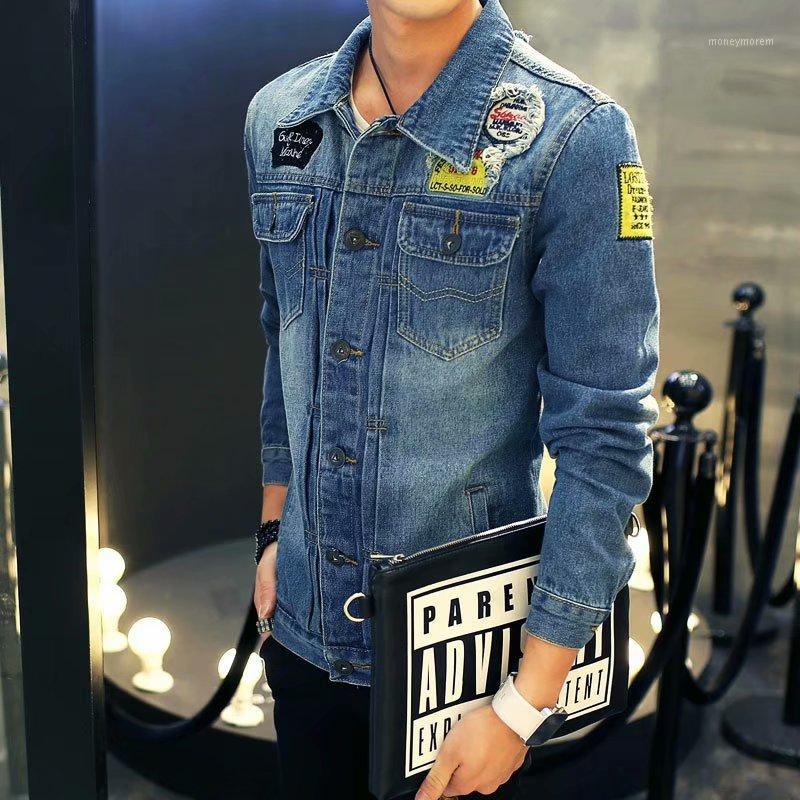 

Stand Collar Motorcycle Cowboy Denim Jacket Men Autumn Fashion Cool Trendy Mens Jean Jackets Spring Casual Coat Outwear1, Blue