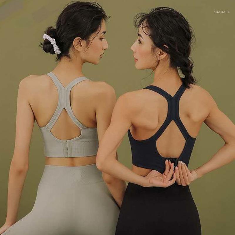 

Push Up Gather Bra Women Gym Solid Color Back Buckle Shockproof Cross Hollow Out Sexy Middle Support Bounce Basic Crop Brassiere1, Black