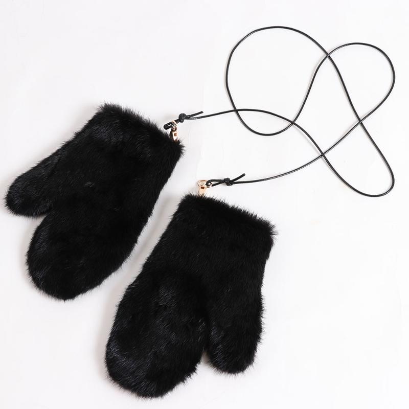 

YOLOAgain women winter warm natural gloves girls genuine leather mittens