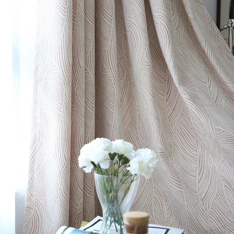 

Custom curtains Simple modern striped pink chenille bedroom balcony Jacquard thick cloth blackout curtain tulle drapes N402