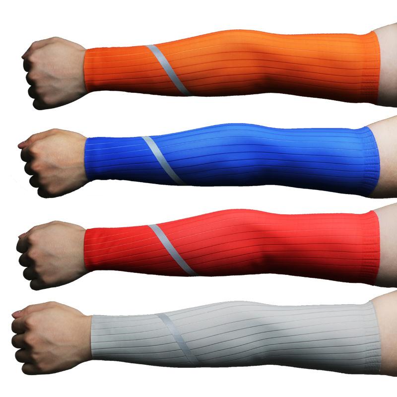 

Reflective Sports Arm Compression Sleeve Basketball Cycling Arm Warmer Summer Running UV Protection Unisex Outdoor Sports Safety, 01 1pair